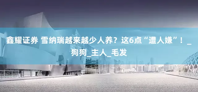鑫耀证券 雪纳瑞越来越少人养？这6点“遭人嫌”！_狗狗_主人_毛发