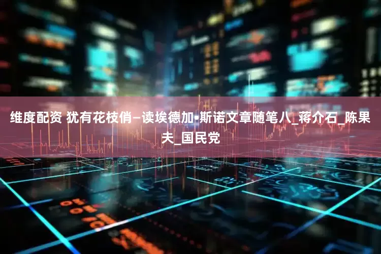 维度配资 犹有花枝俏—读埃德加•斯诺文章随笔八_蒋介石_陈果夫_国民党